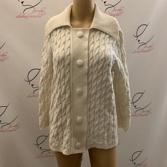 Ellen Tracy Cream Cable Knit Cardigan - Picture 1 of 5